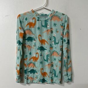 Playful Dinosaur Easter Print Pajama Top in Orange and Green June & grey bamboo